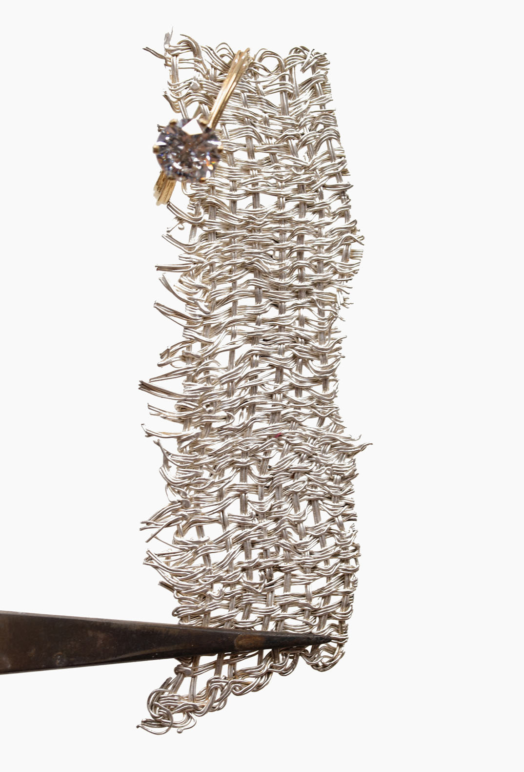 Diamond Engagement Ring On Hand Woven Sample Photo By Camille Liu