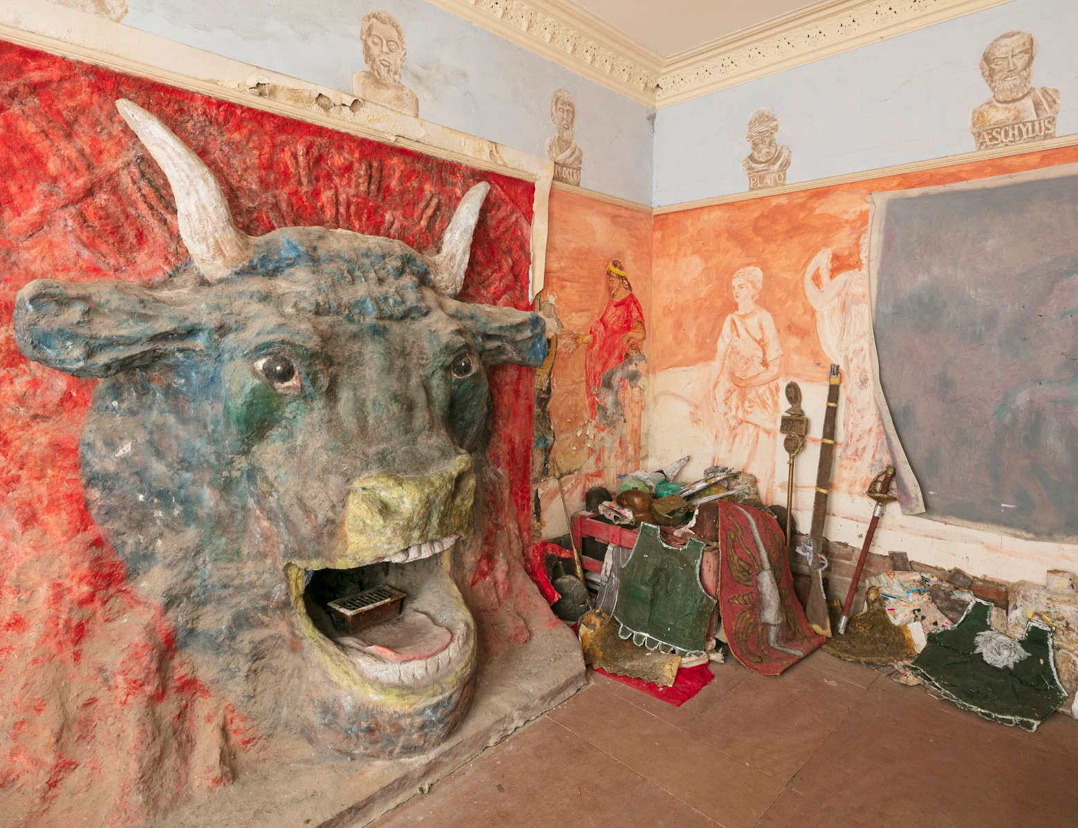 The Minotaur Fireplace At Ron’S Place. Courtesy Historic England Archive 2024